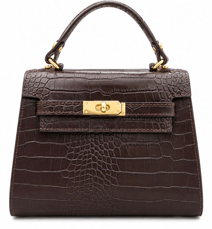 Zena tas in choco kleur, echt leer