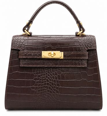 Zena tas in choco kleur, echt leer