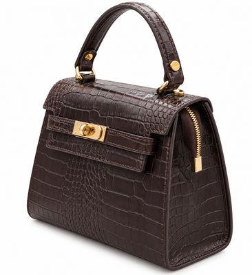 Zena tas in choco kleur, echt leer
