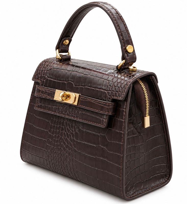 Zena tas in choco kleur, echt leer