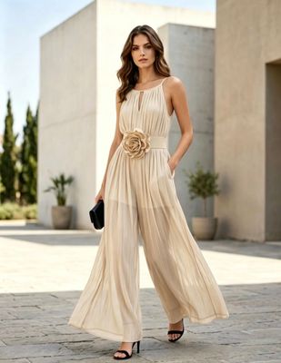 Elegante jumpsuit in zacht beige