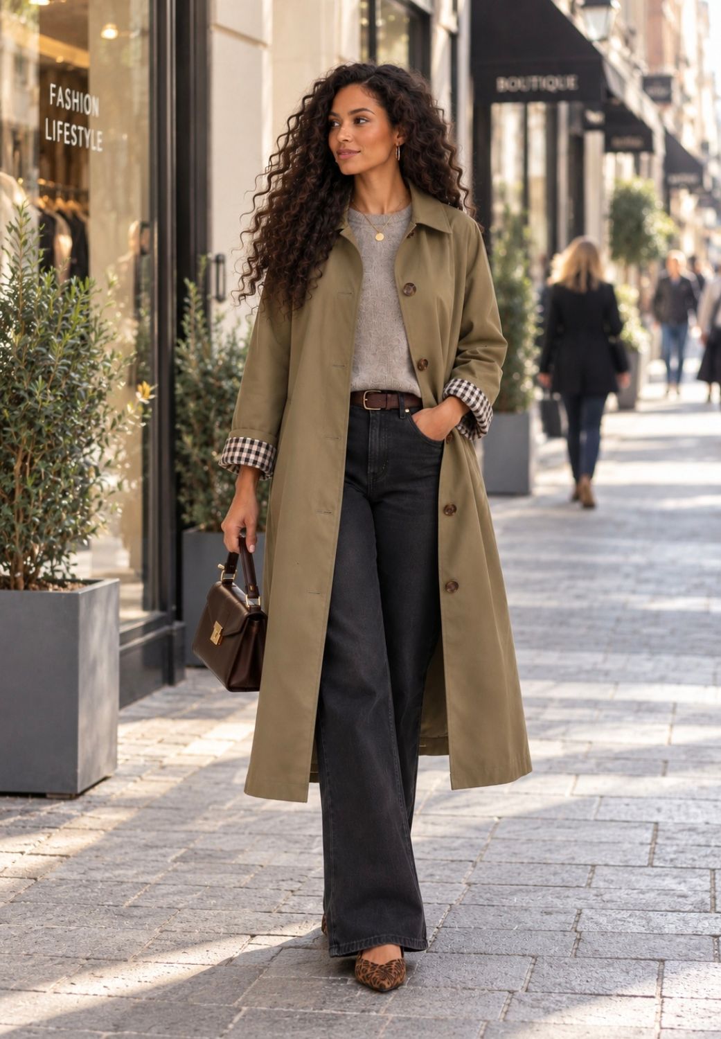  Lange kaki Trenchcoat – Tijdloos &amp; Chic one size
