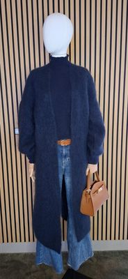 Lange blauwe vest in mohair, one size