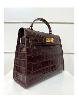 Leren croco tas  in bordeaux