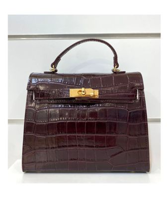 Leren croco tas  in bordeaux