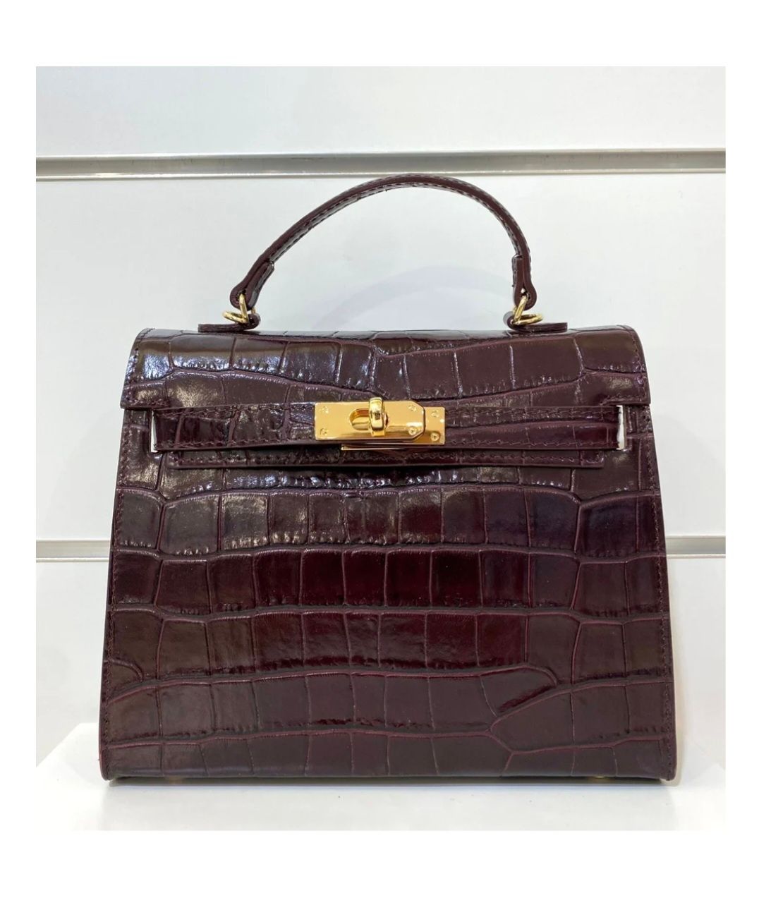 Leren croco tas  in bordeaux