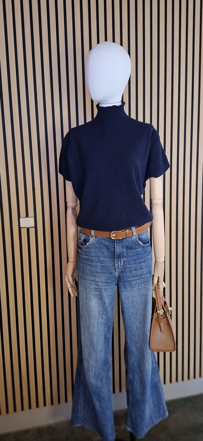 Lisali trui in blauw met afneembare mauwen ,one size