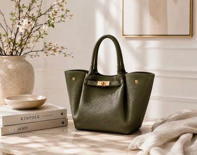 Olivia Shopper - tas – Kaki Groen met Gouden Details