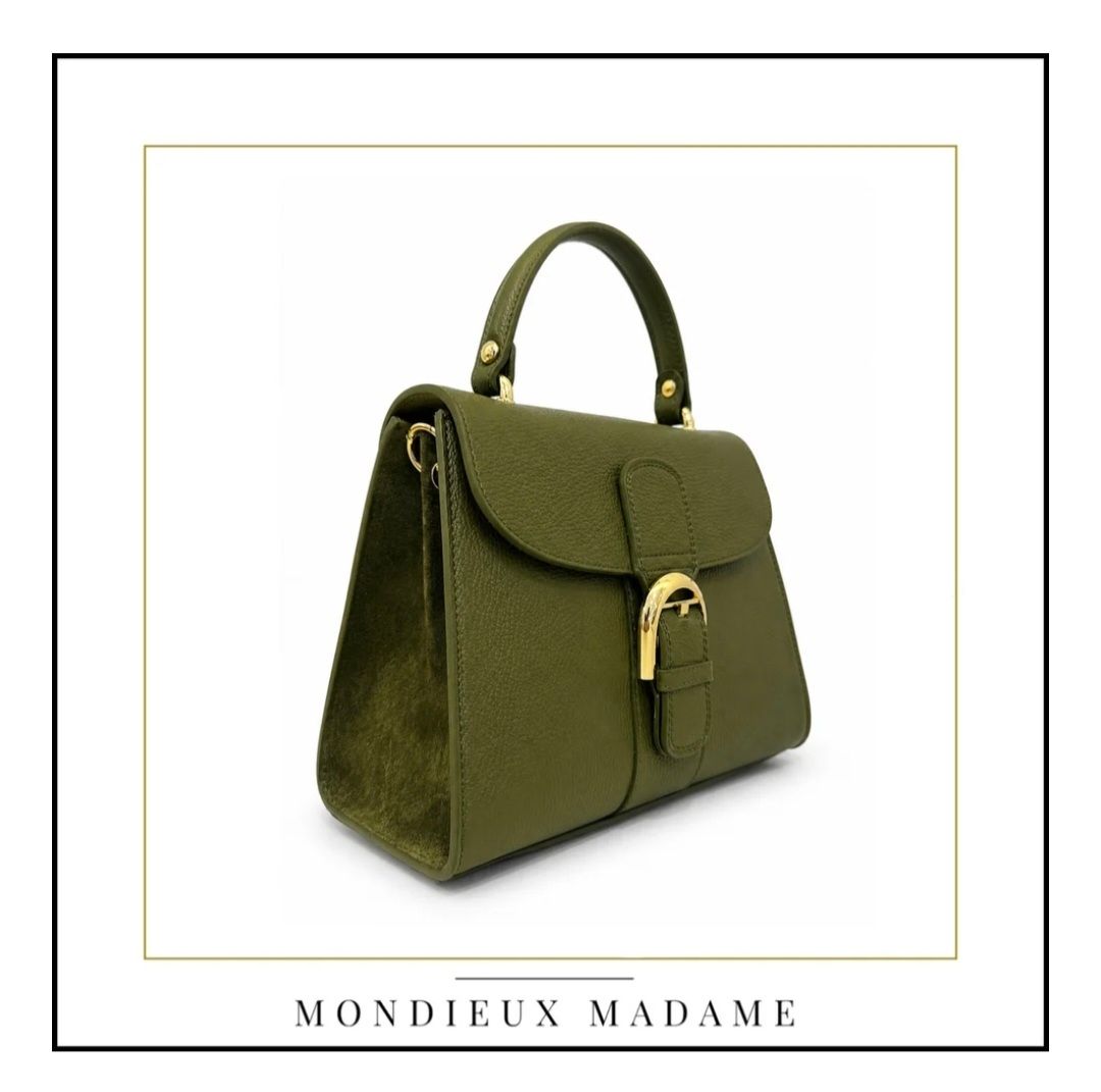 Deley leren handtas in kaki met gouden details