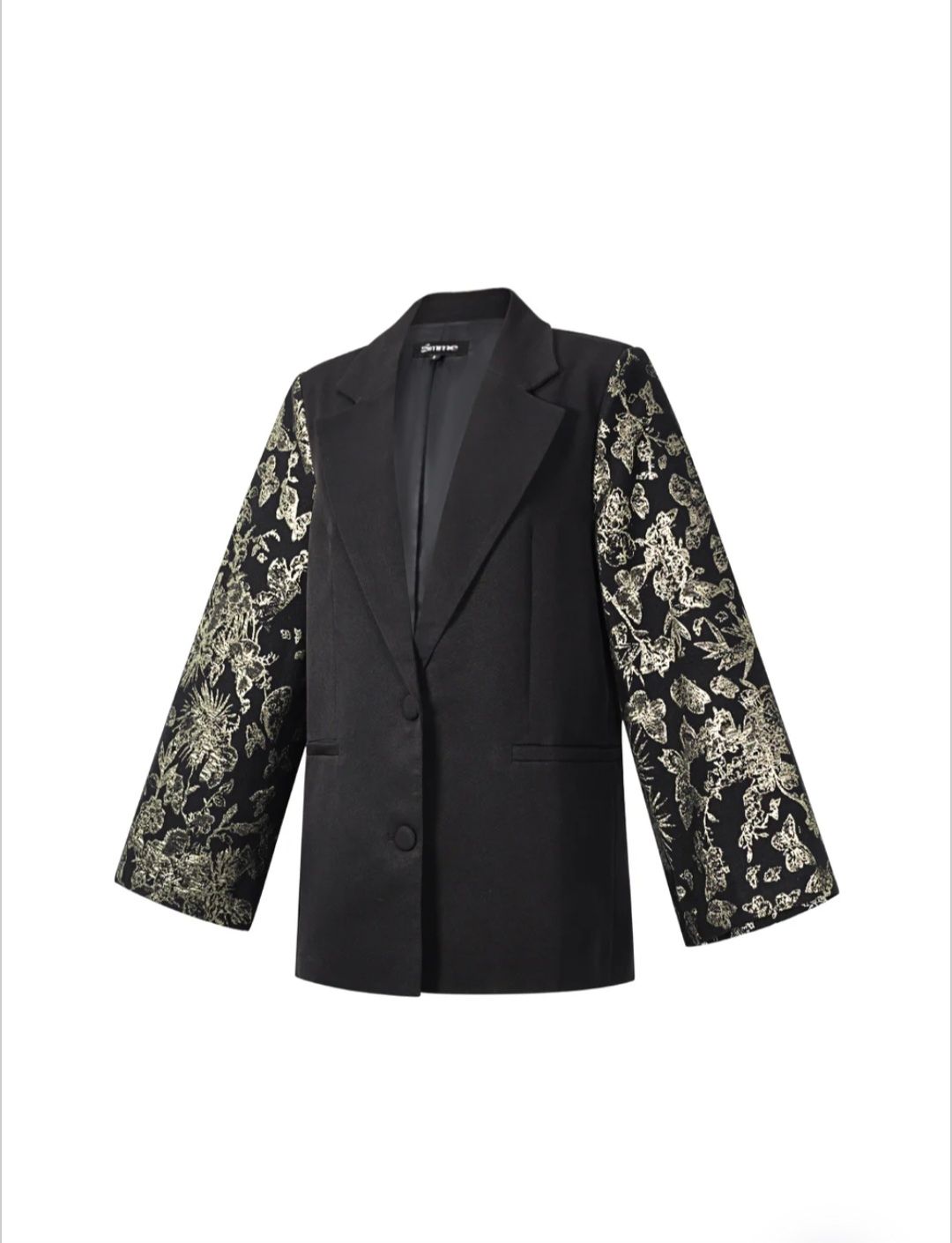 Zwart blazer met lange mauwen, gemixt marerialen in Jacquard