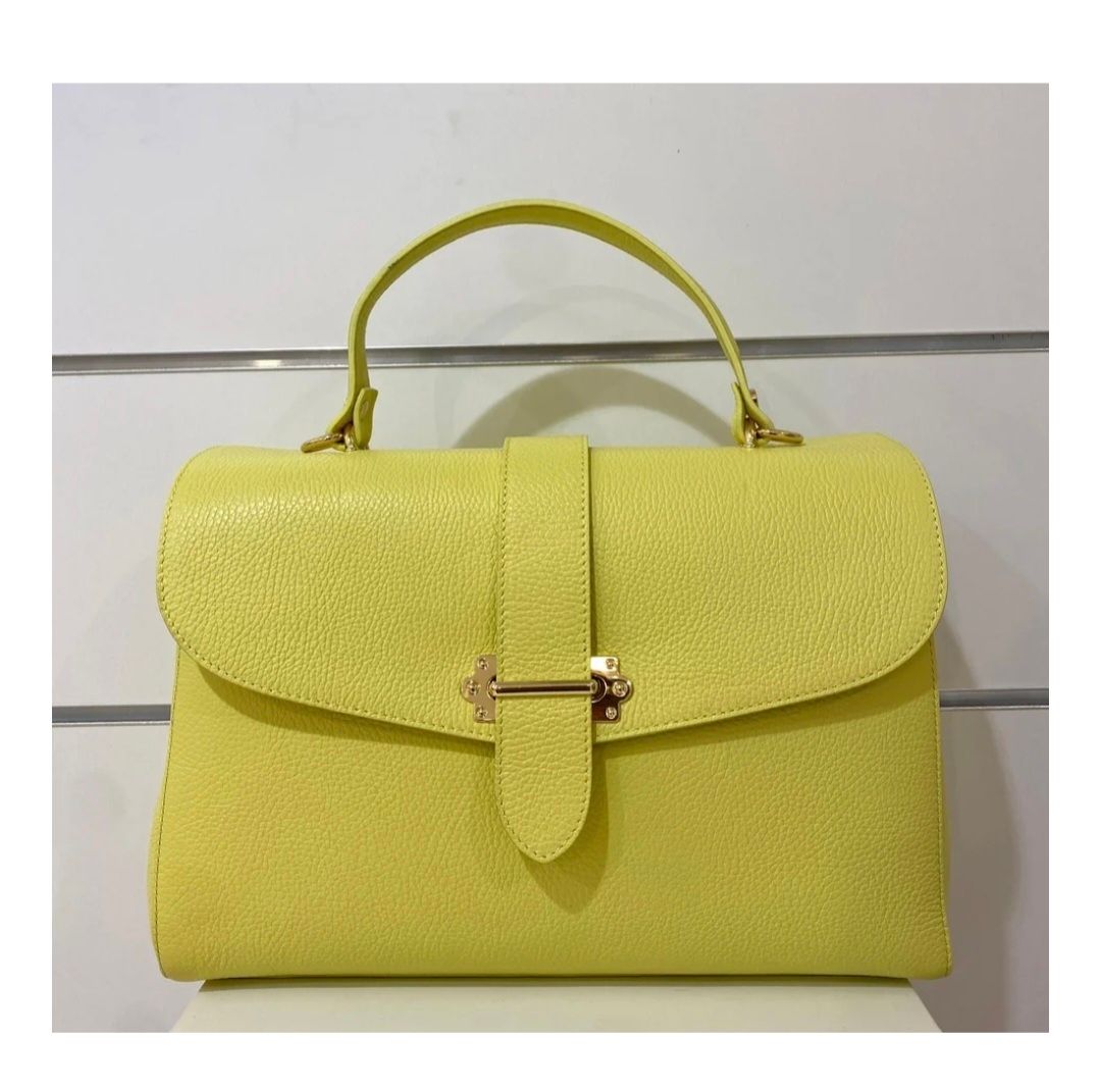 Tas ashley in geel, echt leer Mondieux Madame 