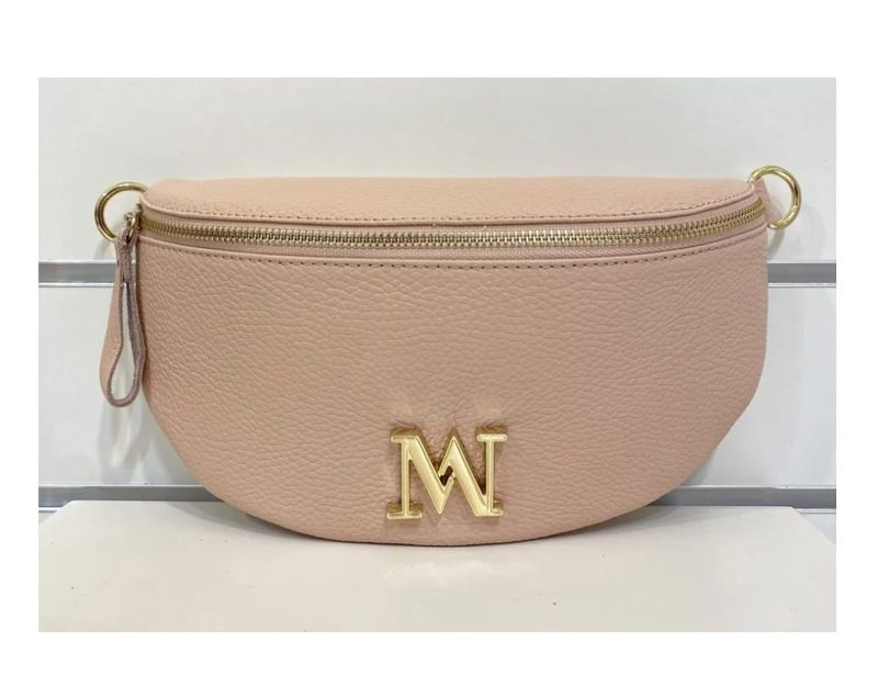 Leren Italiaanse crossbody in roze/pink