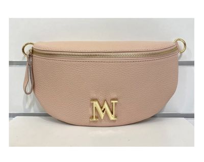 Leren Italiaanse crossbody in roze/pink