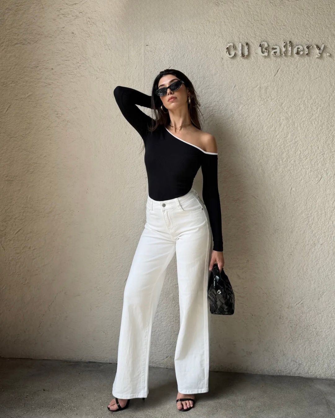 Witte jeans broek met rechte pijpen