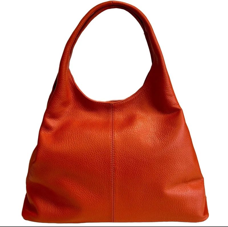 Italiasnse leren  schoudertas in oranje