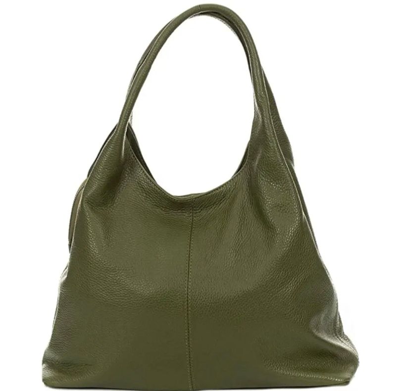 Italiasnse leren schoudertas in olijfgroen