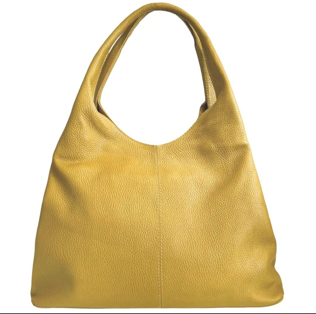 Italiasnse leren schoudertas in pastelegeel