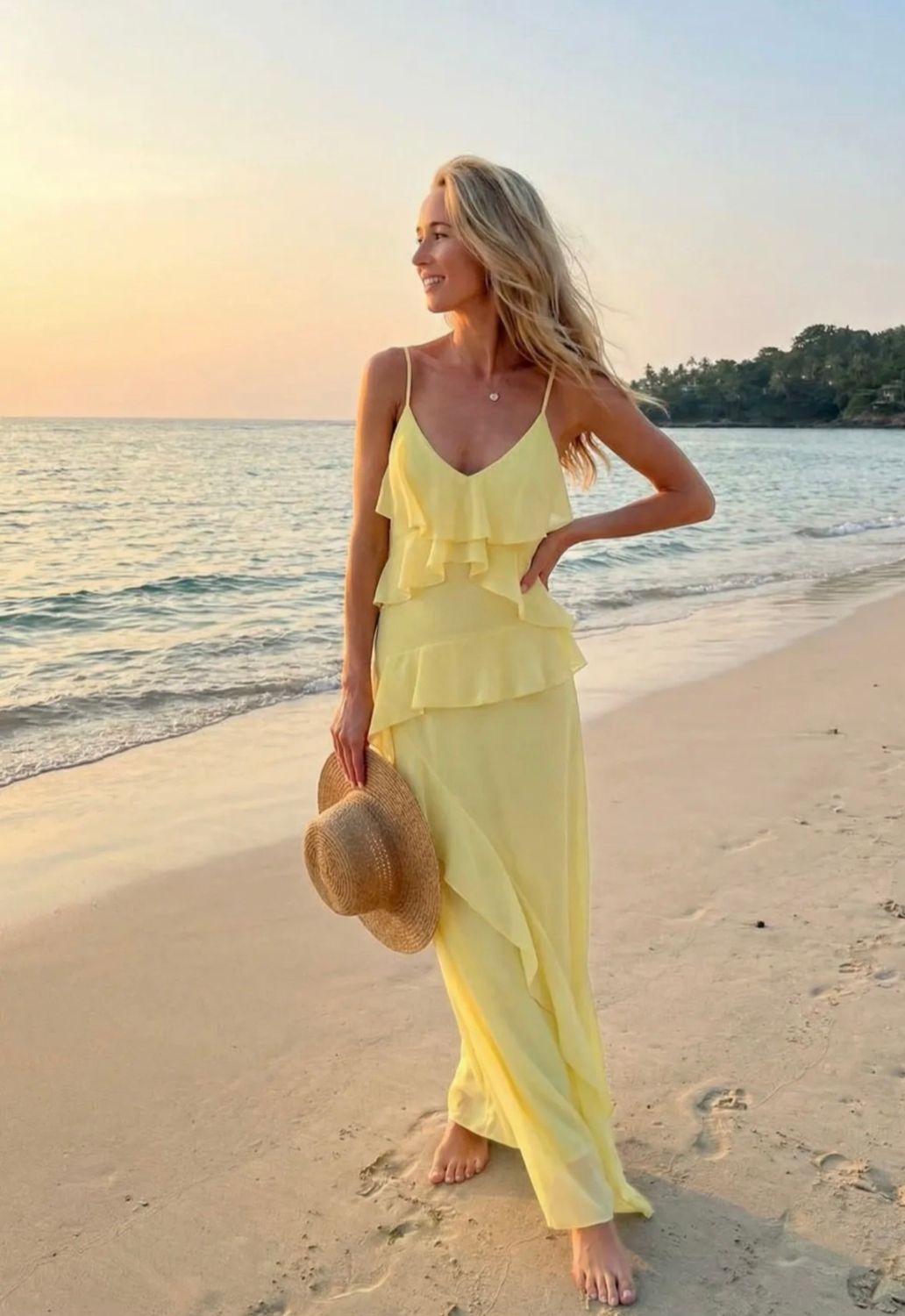 Botergele Maxi Jurk met Volants | Elegante Zomerjurk