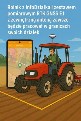 Zestaw pomiarowy RTK GNSS E2 z zewnętrzną anteną do montażu na dachu ciągnika, koparki lub samochodu