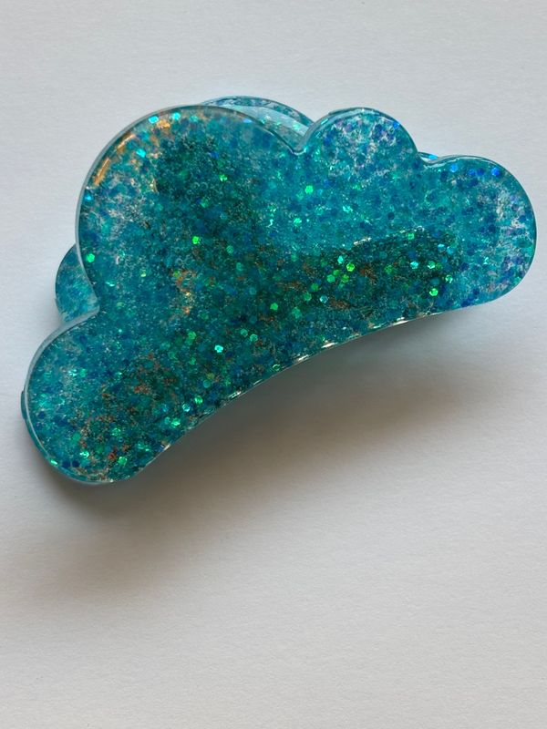 Pinza pelo azul màs glitter