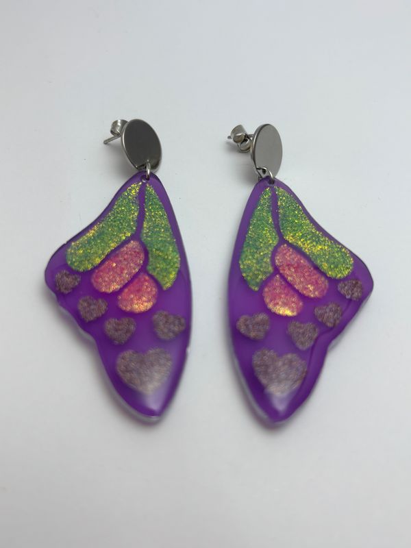 Pendientes alas morado