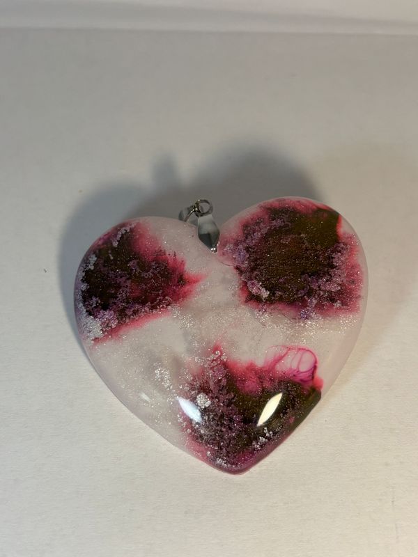 Colgante Corazón sangría y blanco plata