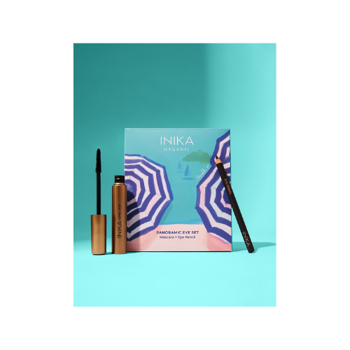 inika organic panoramic eye set - beste oogpotlood en natuurlijke mascare combiset