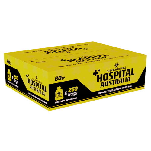 AUSTRALIAN MADE CLINICAL WASTE BAGS 72 LITRE YELLOW CTN 250
