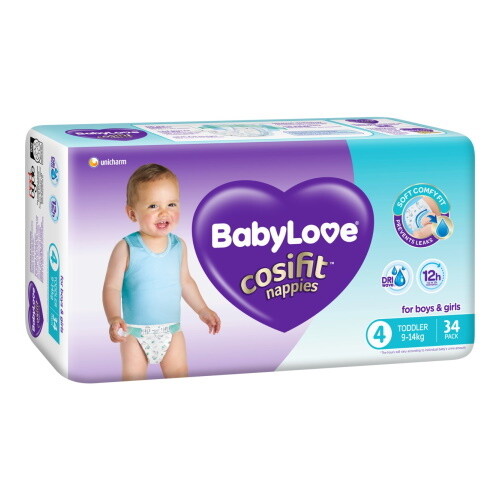 BABYLOVE COSIFIT TODDLER NAPPY 9-14 KG (SIZE 4) 102 NAPPIES