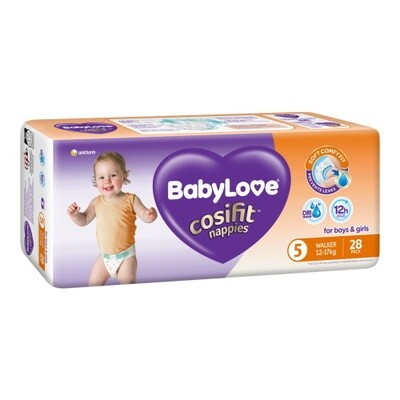 BABYLOVE COSIFIT WALKER NAPPY 12-17 KG (SIZE 5) 84 NAPPIES