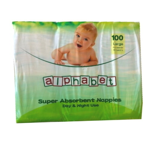 ALPHABET NAPPY LARGE 100 NAPPIES