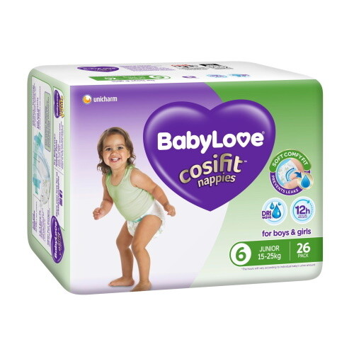 BABYLOVE COSIFIT JUNIOR NAPPY 15-25 KG (SIZE 6) 78 NAPPIES