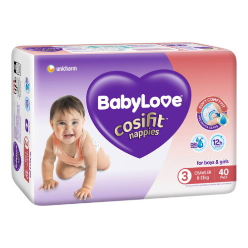 BABYLOVE COSIFIT CRAWLER NAPPY 6-11 KG (SIZE 3) 120 NAPPIES