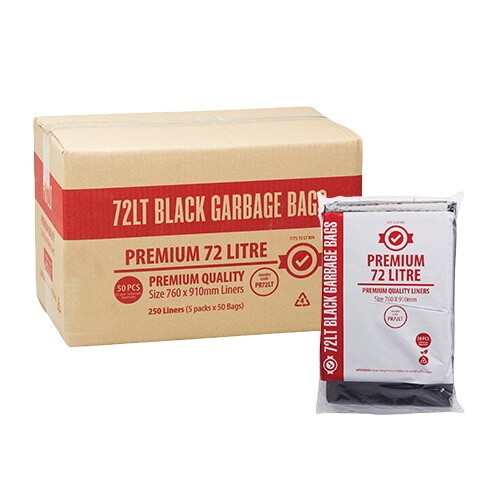 PREMIUM HEAVY DUTY BIN LINER 72 LITRE BLACK CTN 250
