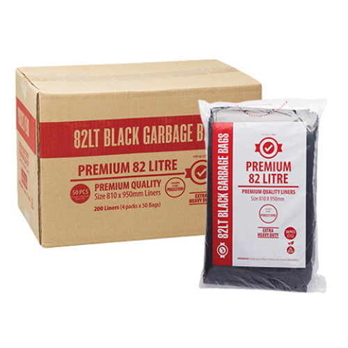 PREMIUM HEAVY DUTY BIN LINER 82 LITRE  BLACK CTN 200