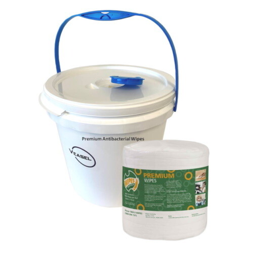 PREMIUM ANTIBACTERIAL WIPES STARTER PACK - 1 BUCKET + 1 ROLL OF WIPES