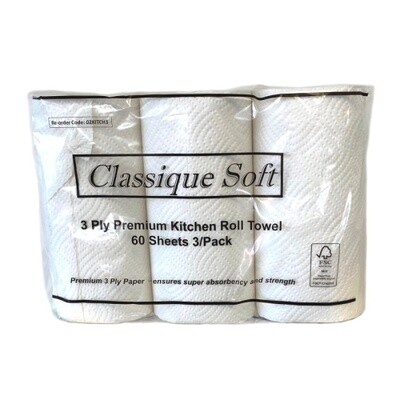 CLASSIQUE PREMIUM KITCHEN TOWEL 3 PLY 60 SHEETS CTN 24