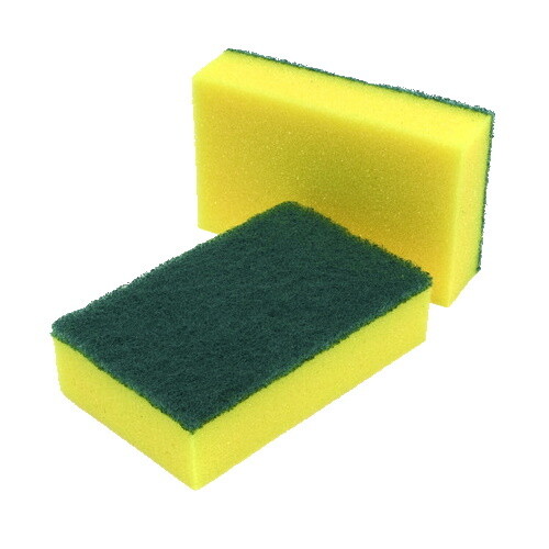 SCOUR 'N' SPONGE GREEN AND YELLOW 15CM X 10CM