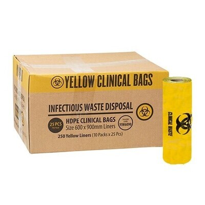 CLINICAL WASTE BAGS 54 LITRE YELLOW