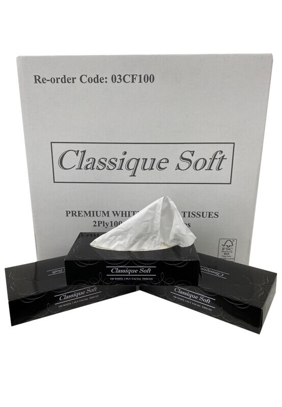 CLASSIQUE SOFT PREMIUM WHITE FACIAL TISSUES 2 PLY 100 SHEETS CTN 48 BOXES
