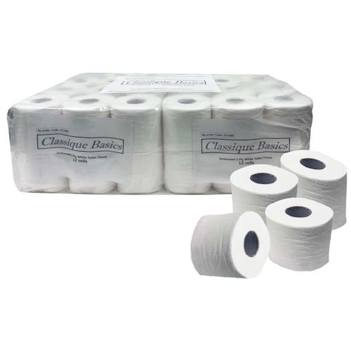 CLASSIQUE BASICS EMBOSSED WHITE TOILET TISSUE 2 PLY 400 SHEETS PACK 48