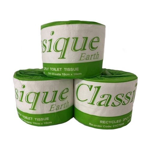 CLASSIQUE EARTH RECYCLED TOILET ROLLS 2 PLY 700 SHEETS CTN 48
