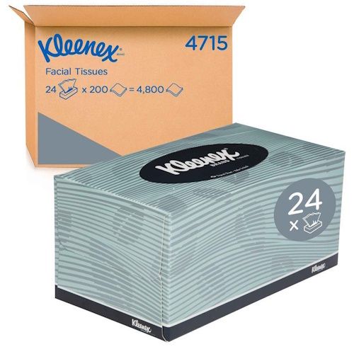 KLEENEX 4715 FACIAL TISSUES 2 PLY 200 SHEETS CTN 24 BOXES