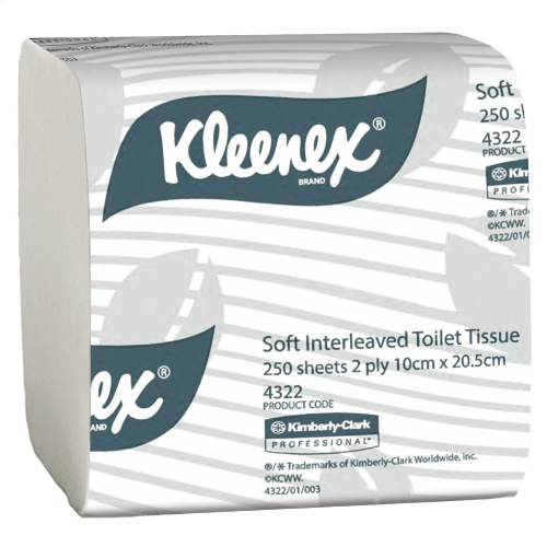 KLEENEX 4322 EXECUTIVE SOFT INTERLEAVED TOILET TISSUE 250 SHEETS CTN 36