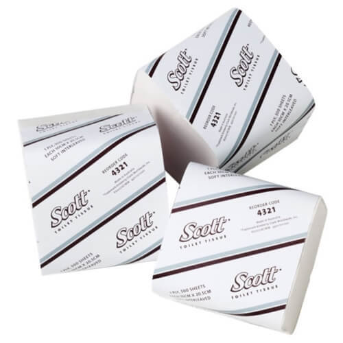 SCOTT 4321 SOFT INTERLEAVED 1 PLY TOILET TISSUE 500 SHEETS CTN 36