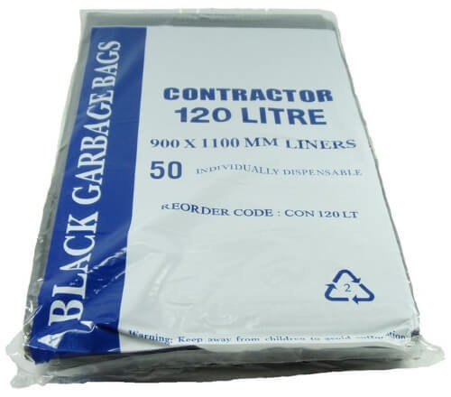 CONTRACTOR BIN LINER 120 LITRE BLACK CTN 200