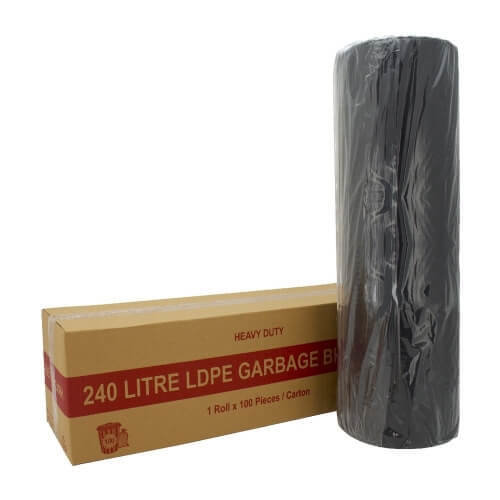 BIN LINER 240 LITRE BLACK LDPE CTN 100