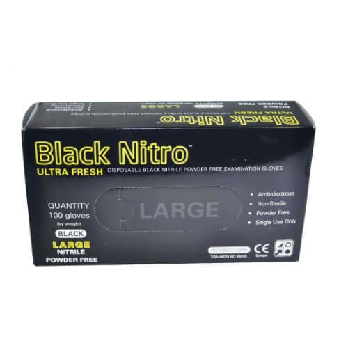 BLACK NITRILE POWDER FREE EXAMINATION GLOVES SIZES: M \ L \ XL
