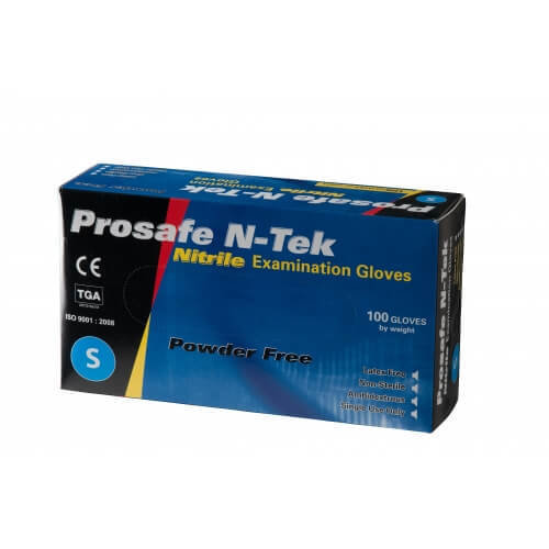 PROSAFE N-TEK BLUE NITRILE POWDER FREE GLOVES S \ M \ L (TGA APPROVED)