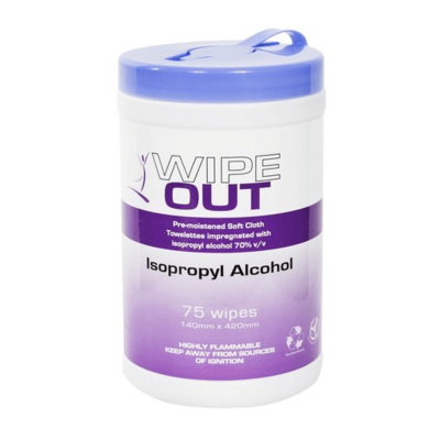 WIPE OUT ISOPROPYL WIPES 14CM X 42CM 75 WIPES